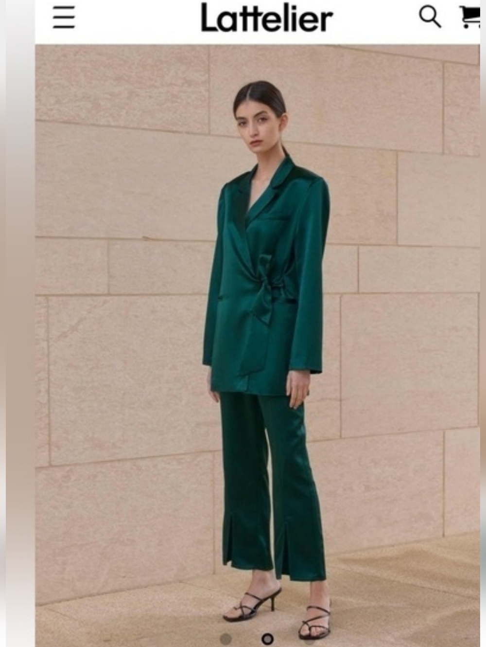 NWOT Silky Front Slit Cropped Trousers (Dark Green) - Lattelier
